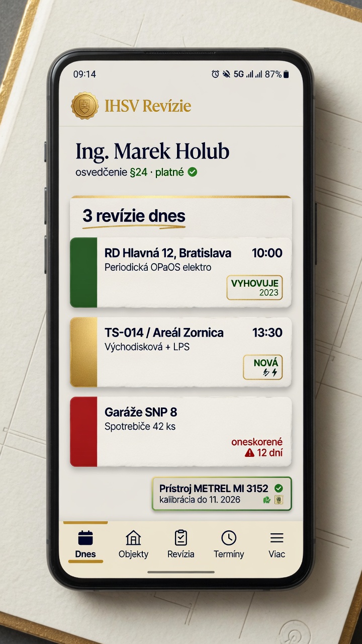 IHSV Revízie – obrazovka Dnes s lehotami OPaOS